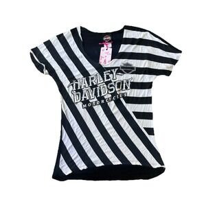 Harley Davidson Grunge Alternative Striped Shirt Size Large